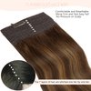 Balayage Natural Hair Extensions Human Hair Invisible Wire Hairpiece Straight Balayage Hair Extensions Ombre Chocolate Brown to Caramel Blonde with Brown Roots 18 Inch 95g