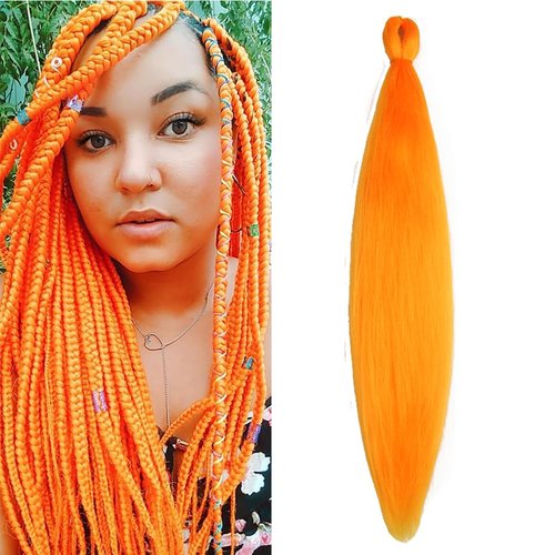 BALINGHAIR Orange Braiding Hair Pre-Stretched Kanekalon High Temperature Synthetic Fiber Braid Hair (A20-1Pack)