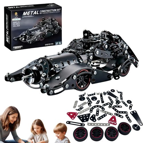 CHOWONE Metal Model Car Building Assembly Toys 332 PCS STEM Erector Sets Batman Vehicle Model Construction Set for Boys and Girls Car Building Educational Toy for Kids Ages 8+ (Batmodel Car)
