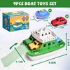 Toy Boat Bath Toys for Toddlers with 4 Mini Car Toys and 4 Bath Boat Squirters, Kids Ferry Boat for Bathtub Bathroom Pool Beach Toys