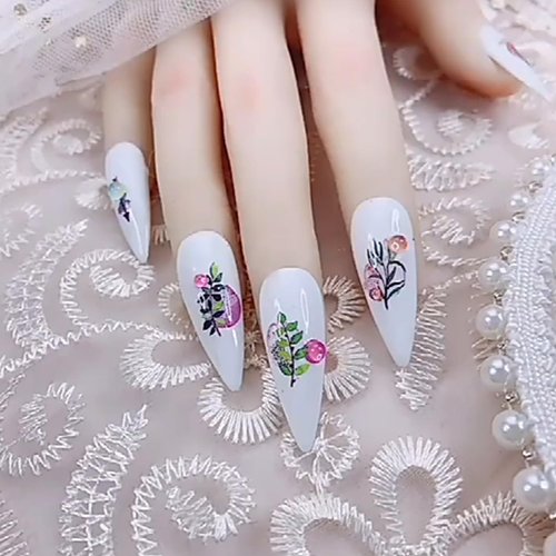 Vezocim Nail Art Stickers Decals, Holographic Flower Nail Water Transfer Decal Designs, Spring Flora Leaf Dragonfly Nail Sticker Acrylic Supplies for Women Girls Manicure Tips Decorations(BN1753-1764)