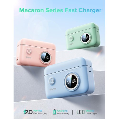 llano NP-FW50 Dual Camera Battery PD 18W Fast Charger, Compatible with Alpha A6000, A6500, A6100, A6300, A6400, A5100, A7, A7 II,A7S II, NEX-3/5/7, Smart Digital Display, Magnetic Snap Cover (Blue)