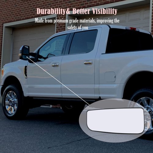 Driver Side Towing Mirror Glass Lower,Heated Mirror Glass with Rear Holder For Ford F150 Truck 2015-2020 F250 F350 Super Duty F450 F550 Truck 2017-2019,Replacement FL3Z17K707V
