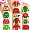 96 PCS Funny Winter Ugly Temporary Tattoos Themed Birthday Party Decorations Supplies Favors Decor Cute Snowflake Santa Tattoo Stickers Gifts For Kids Boys Girls School Prizes Carnival Christmas