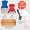 Premium 5 Piece Lice Kit - Nit Removal Fine Tooth Comb and Magnifier Full Treatment Set - Louse and Nit Combs Removes Eggs with Rounded Tips for Comfort