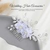 Unsutuo Flower Bride Wedding Hair Comb Silver Leaf Bridal Hair Accessories Crystal Hair Piece for Women and Girls