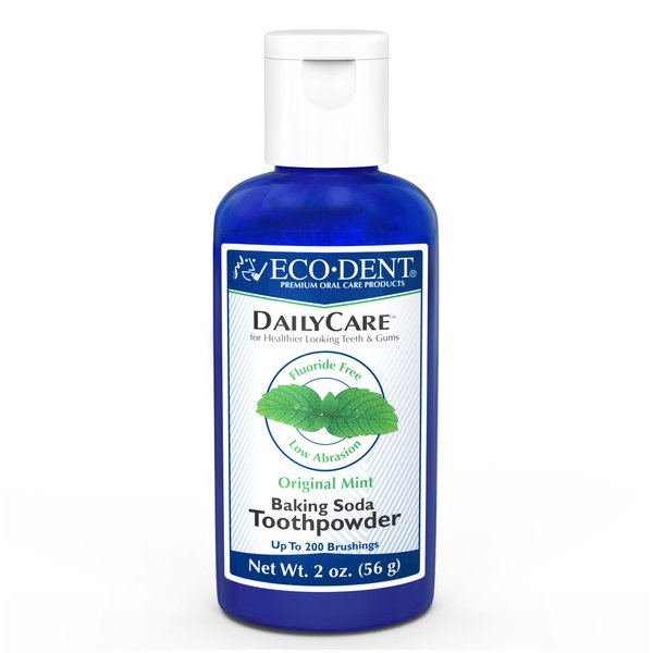 Eco-Dent DailyCare Baking Soda Toothpowder, Original Mint - SLS & Fluoride-Free Toothpaste Powder with Minerals & Essential Oils, Toothpaste Alternative + DailyRinse Single-Use Pack