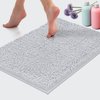 LuxUrux White Bath Mat, Extra-Soft Plush Bath Shower Bathroom Rugs, 1'' Microfiber Chenille, Super Absorbent Shaggy Bath Rug. Machine Wash & Dry. 24'' x 17'', White