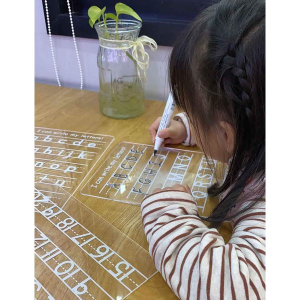 LuckyShe Acrylic Dry Erase Board Kids Personalized ABC Letters Numbers Wipe Off Trace Boards Mess Free,Set of 3