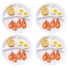 AIYoo Reusable Dinner Plates 4 Pack 10.25 Inch Plastic White Divided Plates for Adults Camping 3-Compartment Portion Control Plate Round Diet Lightweight Dinner Plates