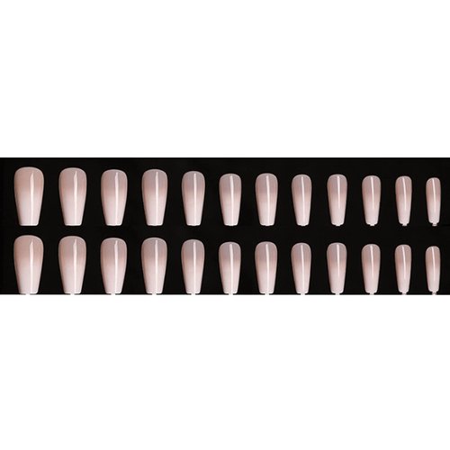 Hkanlre Coffin Press on Nails Medium Fake Nails Coffin Jelly Full Cover Ballerina Ndue False Nails for Women and Girls 24PCS