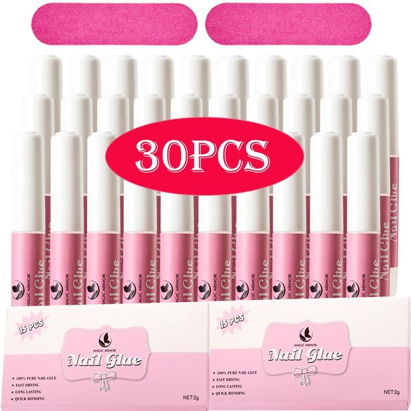 Nail Glue, Nail Glue for Acrylic Nails, Professional Nail Tip Glue for Acrylic Nails Press On Nails,Super Strong Nail Tips Glue for Stick On Nails Long Lasting Nail Glue for Fake Nails 0.07OZ/30PCS
