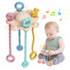 Montesorri-Toys - Montessori Pull String Toy - Made of 100% Food Grade Silicone with Built-in Rattle Function and Easy to Clean Design (Cream Color)