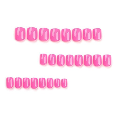 Hot Pink Press on Nails Short Square Fake Nails Acrylic Nails Extra Short Oval False Nails Glossy Solid Color Full Cover Glue on Nails Seamless Soft Gel Stick on Nails for Women Girls Manicure 24pcs