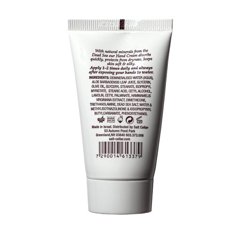 Salt Cellar Spa Dead Sea Mineral Hand Cream, Moisturizer Lotion for Dry, Cracked Skin Enriched with Glycerin, Olive Oil, Paraben Free, Fast Absorbing, Travel Size 1.4 FL oz (40 ml)