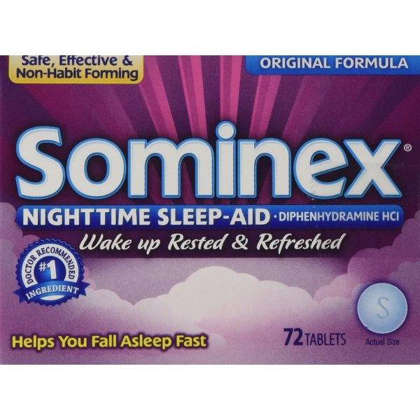 Sominex Night-Time Sleep Aid Tablets, Original Formula, 72 Count (Pack of 3)