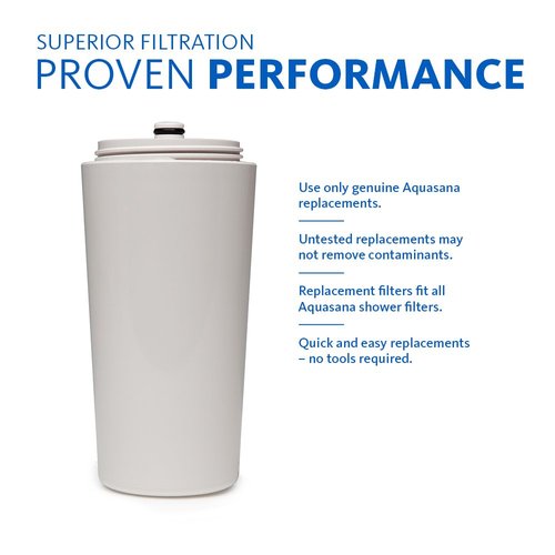 Aquasana Shower Water Filter System Replacement Cartridge - Filters Over 90% of Chlorine - Carbon & KDF Filtration Media - Soften Skin and Hair from Hard Water - AQ-4125