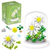MJDDJA Bouquet Building Kits, 550 Pcs Mini Bricks Building Blocks Sets, Forever White Chrysanthemum Decorated Flower with Dust Cover, Womens Girlfriend Mom Gifts,Christmas,Mother's Day