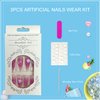Tyuimhx Pink Gradient Press on Nails Medium Almond Fake Nails 3D Pink Heart False Nails Full Cover Stick on Nails Acrylic Ombre Artificial Nails for Women Girls Glue on Nails 24Pcs