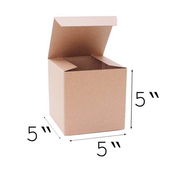 AwePackage 12 Count of Pinstripe Kraft Gift Box - 5x5x5