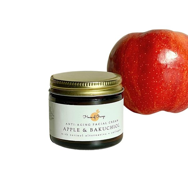 Apple & Bakuchiol Retinol Alternative Facial Cream | With Vegan Collagen, Rosehip, Sweet Almond Oil, Shea Butter | For Dry, Aging Skin, Sensitive Skin