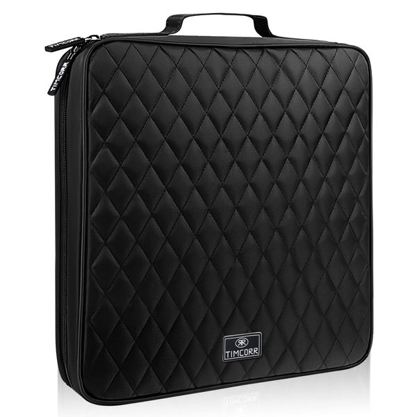 TIMCORR 160 Capacity Black Plastic CD DVD Case Organizer with PVC Panel for Portable Storage and Travel