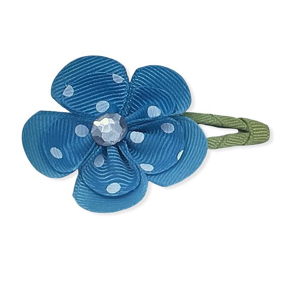 Snap Clip, Flower Hair Clip, Blue and White Hair Clip, Polka Dot Hair Clip, Baby, Toddler, Girls Hair Accessory