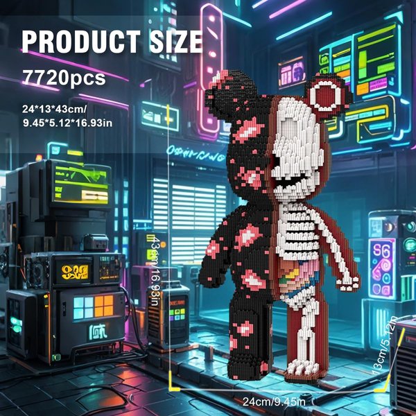 DAHONPA Animal Graffiti Skeleton Bear Micro Building Blocks Set（7220PCS）, Gift for Adults and Kids