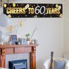60th Birthday Banner Decorations for Men Women Happy 60th Birthday Banner Cheers to 60 Years Birthday Party Supplies Black Gold Backdrop for 60th Birthday Decor (70.9 x 15.7 Inch)