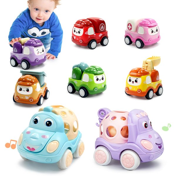 ZHENDUO BLASTER 8 Pack Mini Toy Cars for Toddlers 1-3 Pull Back Cars for Toddlers 1 2 3 4 Year Old Truck Toys Friction Powered Car Kids Boys Birthday Gifts Easter Basket Stuffers Baby Girls Toys