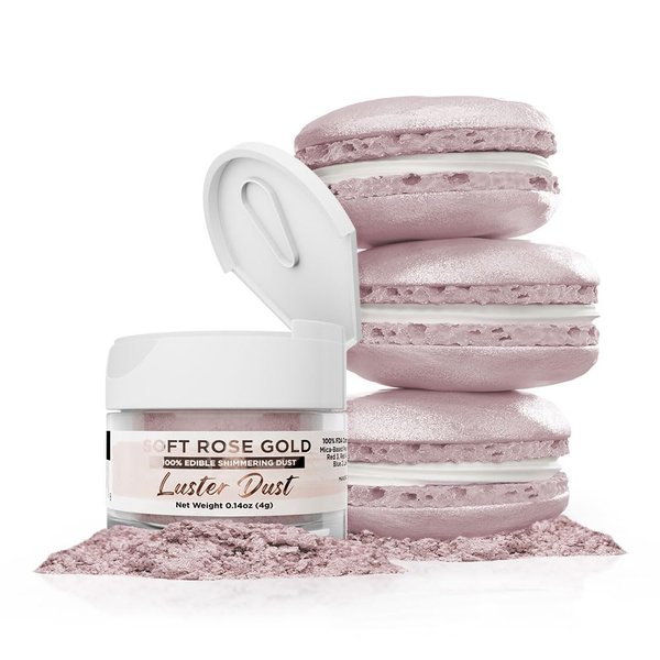 Luster Dust - Soft Rose Gold (4g 1x Pump) | Edible Vegan Dust & Paint for Cake Decorating, Ice Cream, Desserts, Cocktails and Beverages by Bakell