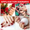 384Pcs 16Pack Christmas Press on Nails Short Christmas Short Glue On Nails Square Faux Christmas Nails Plastic Artificial Nail Full Cover with Santa Elk Snowflake Pattern for Women (Bright Pattern)