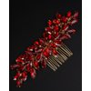 Rumtock Ruby Red Rhinestones Gold Hair Comb for Wedding Brides Women Girls Side Headpiece Hair Styling Jewelry (Red)