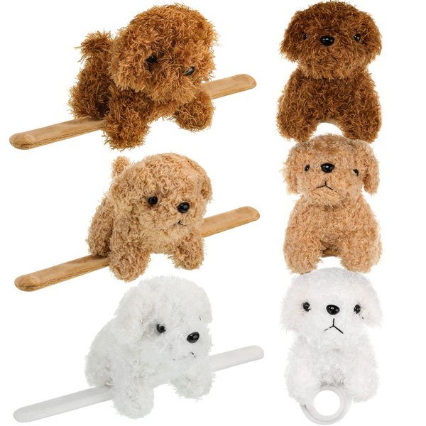 Leyndo Animal Slap Bracelets Stuffed Animal, Stuffed Animal Plush Slap Bracelets Bulk Kids Toys, 8 Inches (Dog,6 Pcs)