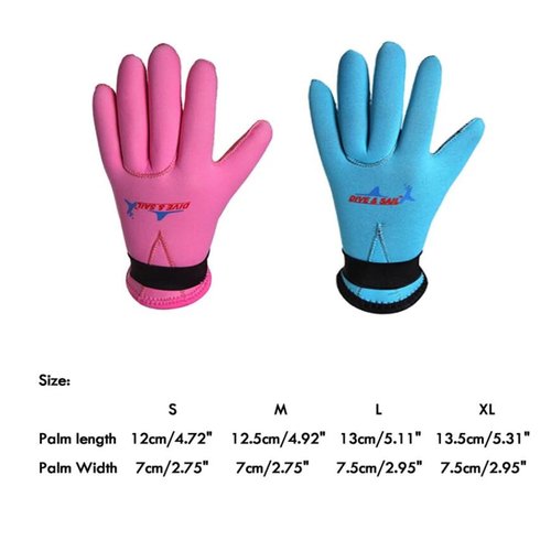 EXCEREY Kids Neoprene Skid-Proof Wetsuit Diving Gloves 3MM Surf Snorkeling Gloves(Blue, S)