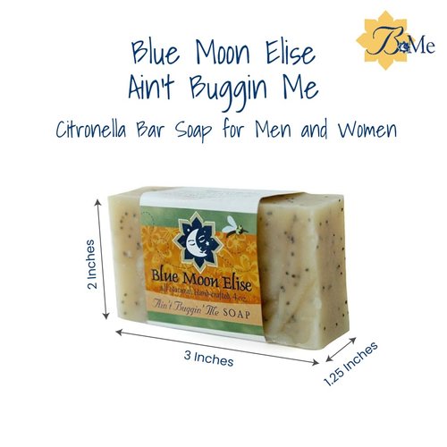 Blue Moon Elise Ain't Buggin Me Citronella Bar Soap for Men and Women, Natural Handmade Soap with Pure Citronella Essential Oils, Soap Bar for Camping and Outdoor Activities
