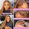30 Inch 13x4 Highlight Ombre Straight Lace Front Wigs Human Hair Pre Plucked #4/27 Colored Glueless Wigs Honey Blonde Brazilian Lace Frontal Wigs Human Hair for black Women with Baby Hair