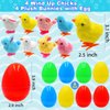 Govetom 8 PCS Jumbo Easter Eggs Filled with Wind Up Chicks & Plush Bunny Easter Basket Stuffers for Toddler Teens Boys Girls Easter Egg Hunt Filling Treats Easter Basket Stuffers Easter Party Favor