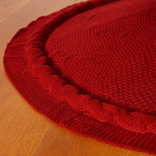 Sattiyrch Christmas Tree Skirt, 36 inches Luxury Cable Knit Knitted Thick Rustic Xmas Holiday Decoration, Burgundy (36in)