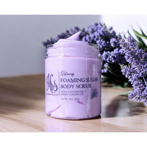 Relaxing Foaming Sugar Scrub | Whipped Sugar Scrub | Lavender Body Scrub | Natural Exfoliation | Exfoliate | Bridesmaid Gift | Spa Gift