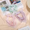 Woeoe 3Pcs Floral Hair Bandanas Triangle Print Flower Head Kerchief Headband Chiffon Lace Tie-Back Head Scarf for Women's Hair