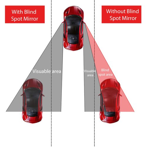 LivTee Blind Spot Mirror，Rhombus Shaped HD Glass Frameless Convex Rear View Mirror with wide angle Adjustable Stick for Cars SUV and Trucks, Pack of 2