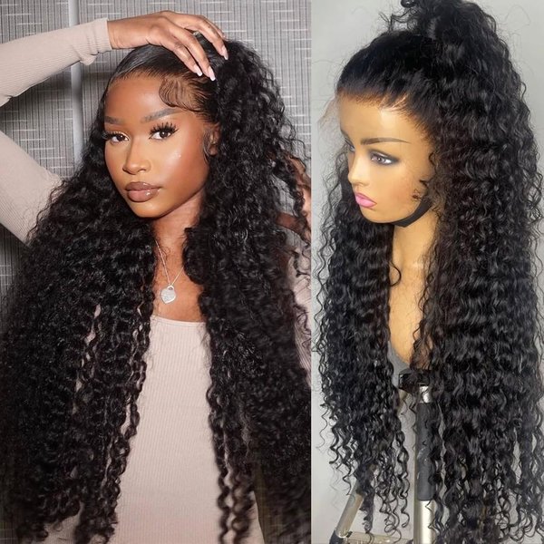 Erqq 13x6 Lace Front Wigs Human Hair Deep Wave HD Lace Frontal Wigs Human Hair 13x6 180% Density Wet and Wavy Human Hair Lace Front Wig Pre Plucked with Baby Hair 26 inch Curly Wigs for Women