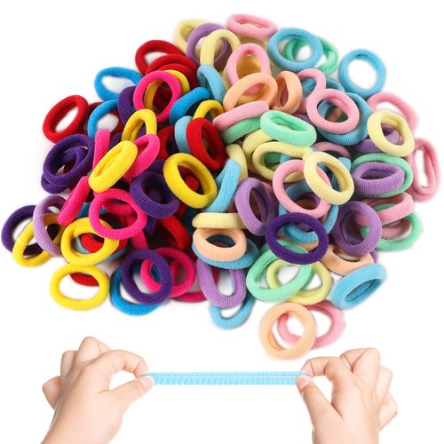 Fishdown 400 Pcs Cotton Hair Ties for Toddlers Girls Seamless Elastic Hair Bands Ponytail Holders for Kids Infants Toddlers Small NO Damage Hair Ties for Baby DIY Loom Hair Ties Candy Color Baby Hair Ties(Assorted Colors )