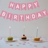 Fabric Happy Birthday Banner, Pre Assembled Glitter Pink Birthday Sign for Birthday Party Decorations supplies