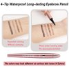 3D Eyebrow Pencil, 4 Tip Microblading Eyebrow Pencil, 24 Hours Smudge Proof Brow Pen, Brow Pen Makeup Natural Fine Stroke, Waterproof Eyebrow Pencil for Women (Black)
