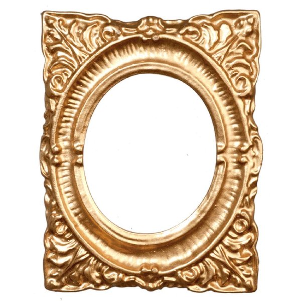 Town Square Miniatures Dollhouse Empty Ornate Inner Oval Gold Picture Frame Medium 1:12 Accessory