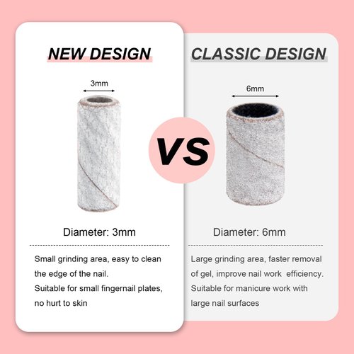 Rolybag 100pcs Small Sanding Bands Nail Drill Bits 240 Extreme Fine Grit Nail File Sanding Bands with 3.1mm Mandrel Bit for Acrylic Nails Gel Removing Shaping Professional Manicures and Pedicure,Zebra