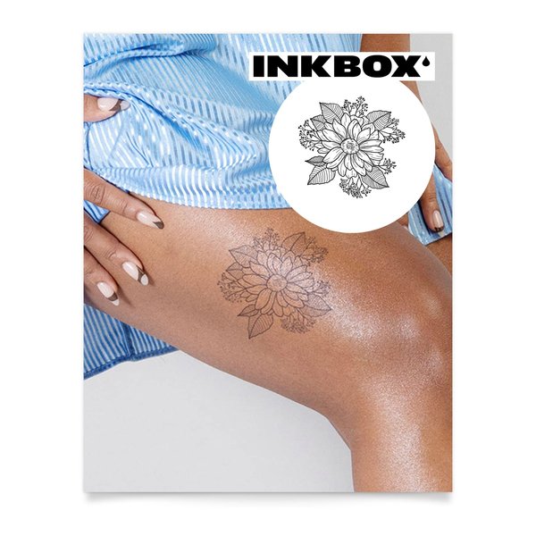 Inkbox Temporary Tattoos, Semi-Permanent Tattoo, One Premium Easy Long Lasting, Water-Resistant Temp Tattoo with For Now Ink - Lasts 1-2 Weeks, Bloom Abundantly, 4 x 4 in