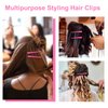 Ondder 16 Pcs Hot Pink Hair Clips for Styling Big Hair Clips for Makeup Alligator Duck Billed Hair Clips for Styling Sectioning Duckbill Hair Styling Clips Salon Barber Metal Clips for Hair